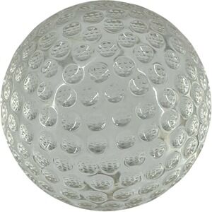 Vintage Clear Solid Glass Golf Ball Paperweight Decorative Desk Accessory